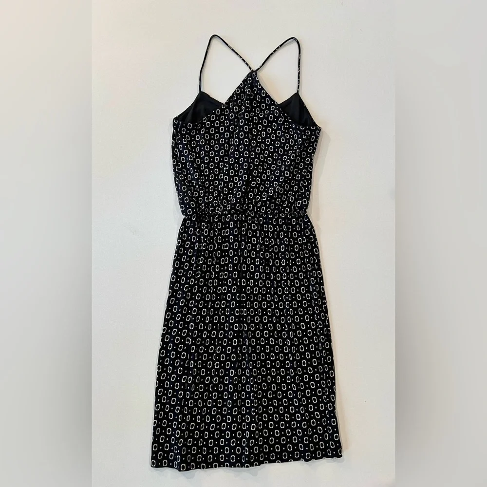 LOFT Petite Racerback Flowy Cinched Geometric Black White Mini XXSP Mini Dress - Picture 11 of 12